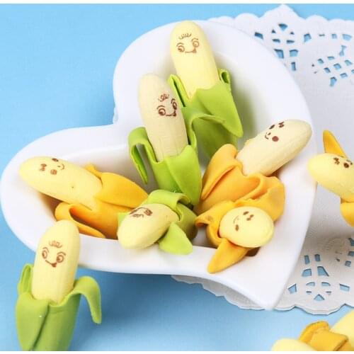 2PCS/set Cute Banana-shaped Eraser Office School Stationery Eraser Children School Supply Rubber Gift