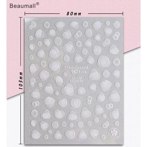 3D White Nails Art Manicure Back Glue Decal Decorations Nail Sticker For Nails Tips Beauty