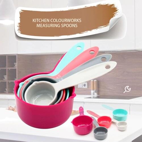 5pcs/set Measuring Spoon Set Colorful Plastic Baking Measure Spoon Sugar Cake Baking Spoon Kitchen Baking Measuring Cup
