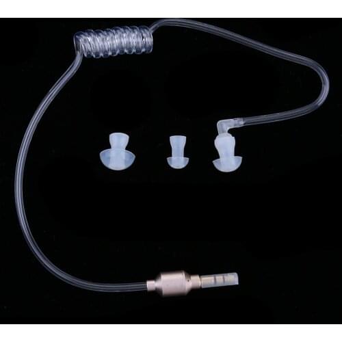 Anti-Radiation Mono Earphones 3.5mm Stereo Acoustic Hollow Air Tube Wired Earpiece Hands-free with Mic Headsets Lightweight