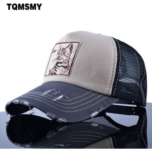 TQMSMY Embroidery Cat Trucker Cap men Snapback caps Breathable Mesh Baseball Cap Women sun Hats For Men Unisex Hip Hop Casquette