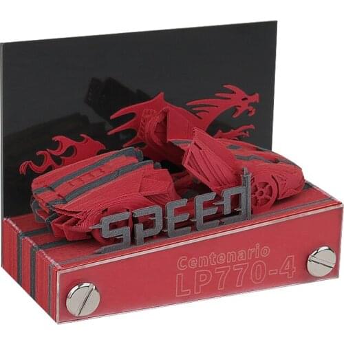 Omoshiroi Block 3D Note Pad Custom Lamborghini Model Mini Notepads Stationery Acyrlic Box Boy Birthday Gift Office Supply