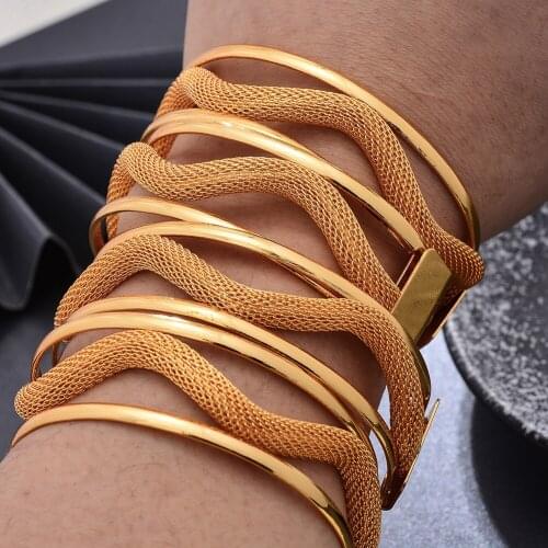 4Pcs/lot Dubai Gold Color Bangles For Women Vintage Bride Wedding Bracelet Bangles Africa Arab Jewelry