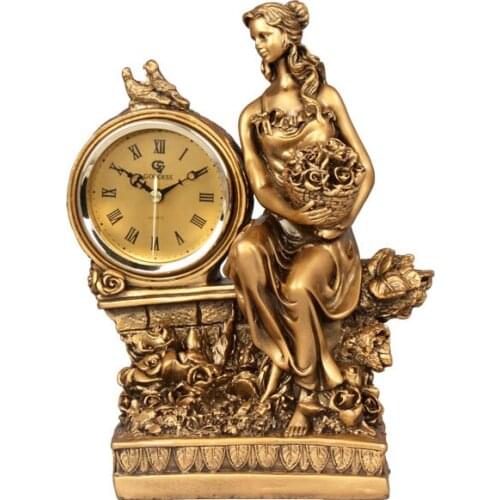 Clock seat pendulum lovers gift European style bedroom living room fashion craft clock base pendulum clock resin