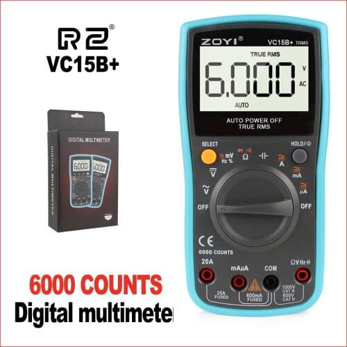 High Quality Digital Multimeter Auto Range AC/DC Voltage Current Meter Blacklight 6000 Counts True-RMS Multimeter VC15B