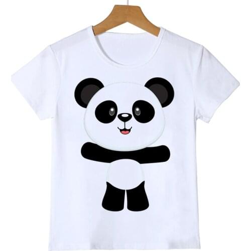 Kids T-shirt Cute and Funny Panda Monkey Animal Collection Cartoon Pattern T Shirt Summer Boys and Girls White Short Sleeve Tops
