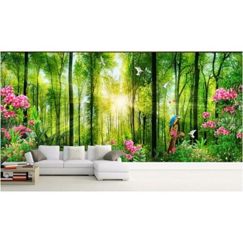 Custom mural photo 3d wallpaper Trees Green Landscape Nature Floral decoration painting 3d wall murals wallpaper for walls 3 d