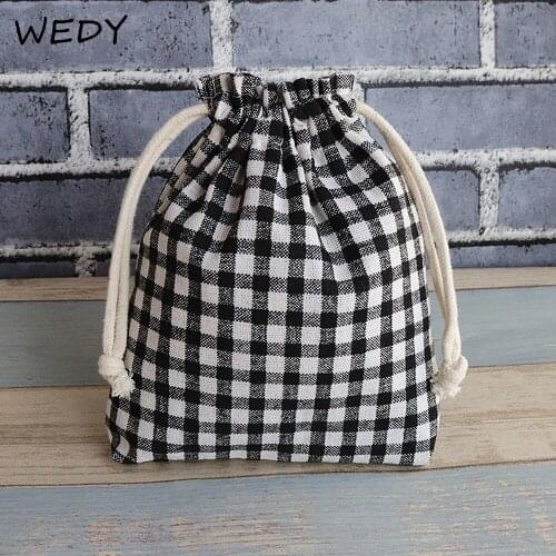 Canvas Drawstring Bag Small Size Drawstring Pouch Phone Key Change Cosmetic Bag Candy Jewelry Storage Pouch Christmas Gift Bag