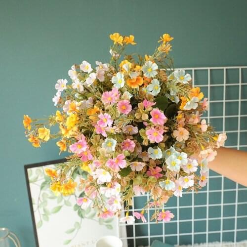 Simulation 6 Forks Cherry Blossom Artificial Silk Flower Decoration Home Living Room Fake Plant Accessories Wedding Bouquet