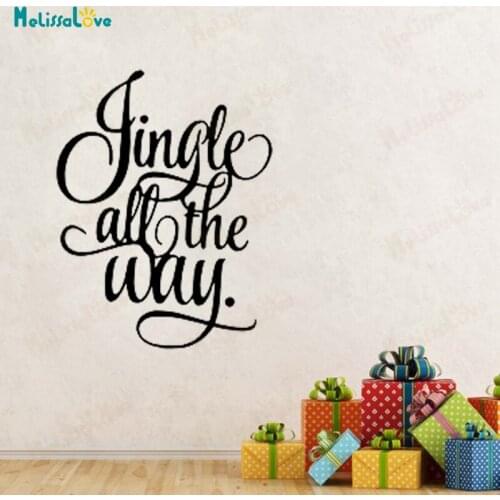 Jingle All The Way Xmas Decal Festival Quote Decor Happy Christmas Home Window Removable Vinyl Wall Stickers B840