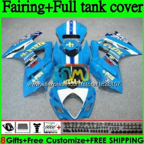 Body +Tank For SUZUKI GSXR1000 CC GSXR-1000 K7 GSXR 1000 1000CC 99BS.75 GSX-R1000 GSX R1000 07 RIZLA cyan 08 2007 2008 Fairing