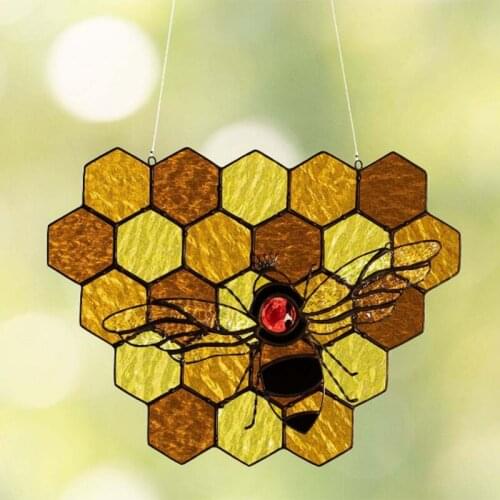 Honey Bee Mosaic Wall Hanging Ornament Beautiful Art Decor for Living Room Garden Yard Window SCVD889