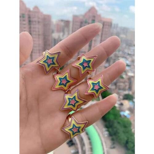 Fashion Micro Pave Spirit Pentagram shape Adjustable opening Ring Banquet Wedding Party oil drop Jewelry