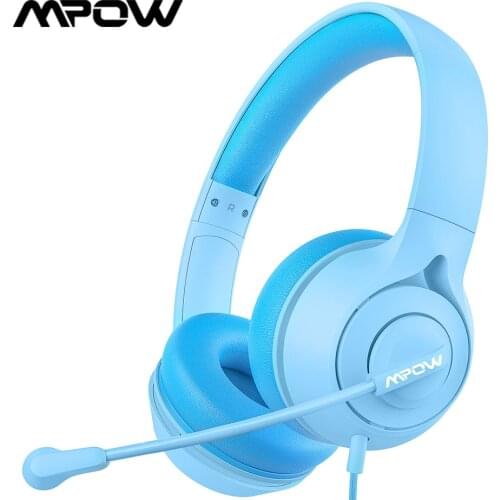 Mpow LH1 Kids 3.5mm Online Learning Headset with Microphone Stereo Sound&94dB Volume Limit Headset for Boys Girls Teens Children