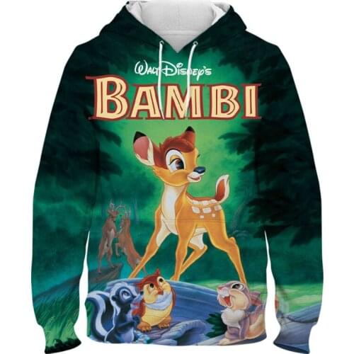 Disney New Streetwear Men Women Children Casual Sweatshirts Bambi 3D Print Boy Girl Kids Anime Hoodies Pullover Long Sleeve Tops