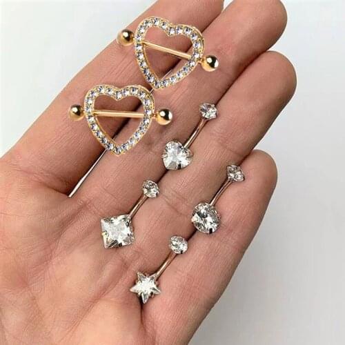 1PC New Summer Umbilical Nails Navel Body Piercing Stainless Steel Crystal Belly Button Rings For Women Jewelry Piercing Nipple