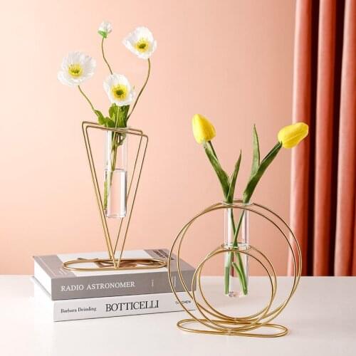 Flower Stand Iron Home Decor Nordic Modern Decoration Glass Design Hydroponics Floor Vase Storage Basket Plant Shelf Accessories