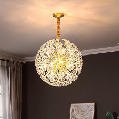 Luxury flower petal pendant lights globe crystal hanging lights gold brass/copper pendant lamp suspension home decorative lights