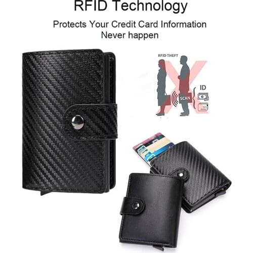 2021 Luxury Business Hasp Wallet Automatic Aluminum Alloy Anti-theft Card Holder Bag Pu Leather Short Mens Wallet High Quality