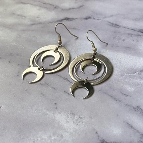 Crescent Moon Earrings Drop Geometric Crescent Phase Boho Witchy Hippie Statement Jewelry Punk Fashion Gorgeous Women Gift Trend