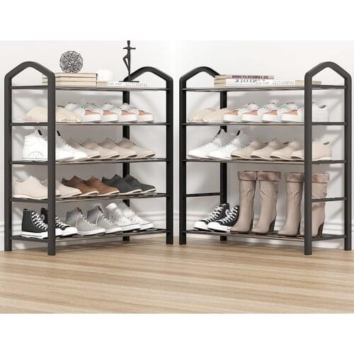 3 Tiers Modern Shoe Rack Shoe Hanger Solid Room Organizer Shoes Shelf Multi-functional Bedroom Storage Household Black
