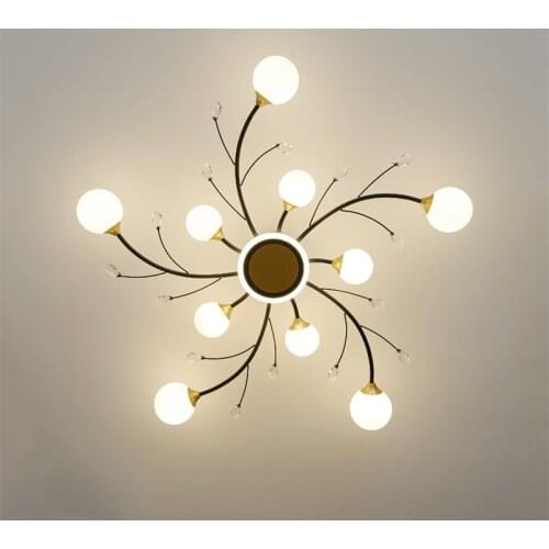 Modern Crystal Glass Ceiling Lights Nordic Vintage Creative Living Room Decor Lighting LED Light Luxury Kitchen Restaurant Light