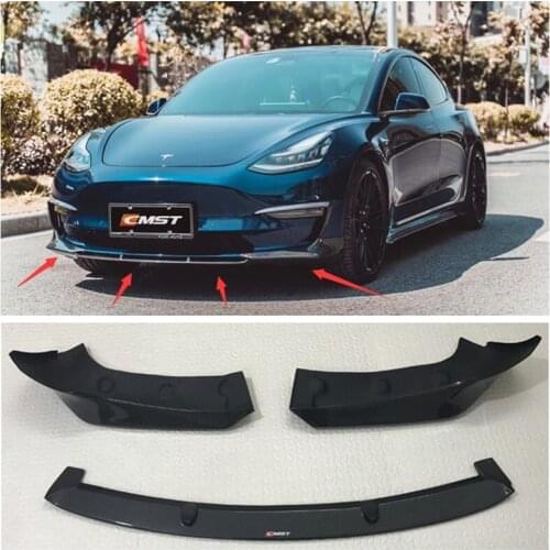 Real Carbon Fiber 3Pieces/1Set Bumper Front Bumper Lip Splitter Diffuser Lip Spoiler For Tesla Model 3 2019 2020 2021 years