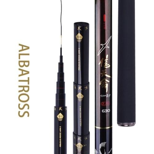Jinsong ALBATROSS Stiff Tele Pole Fast Carbon Telescopic Fishing Rods 4.5m5.4m6.3m7.2m River Stream Rod for Carp Light Weight