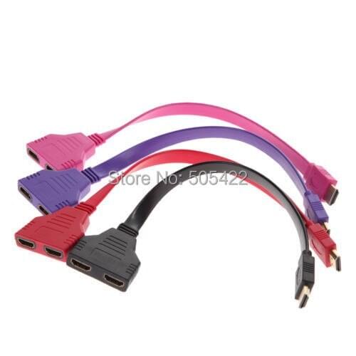 High quality 1080P HDMI Male to 2 Female 1 In 2 Out Splitter Cable Adapter Converter 120pcs/lot