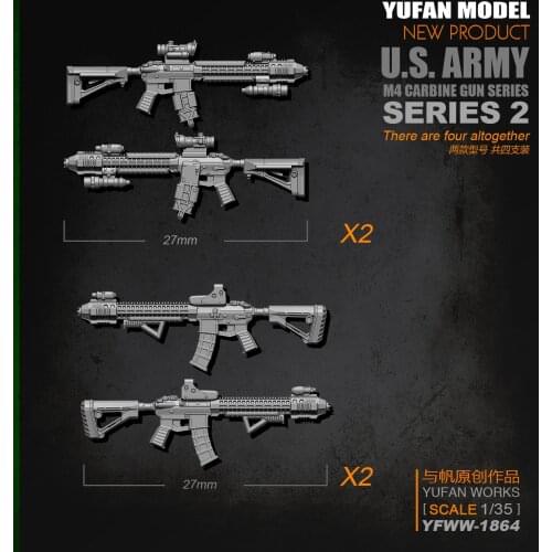 Yufan Model Original 1/35m4 Rifle-2 Resin Soldier Length 2-3CM Model Kit Yfww-1864