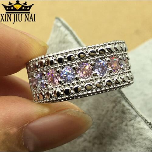 Arrangedof purple and pink Crystal Rings S925 anillos AAA CZ Wedding Rings For Women Engagement Jewellery Size Anillos Bague