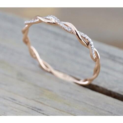 Crystal Wedding Rings For Women Female Classic Silver Color Golden Twist Bridal Rings Gifts Jewerly Accessories