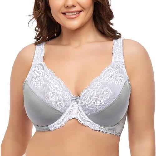 Plus Size Bra Women Lace Lager Bosom Underwired Bralette Sexy Lingerie 34 36 38 40 42 44 46 48 50 52 C D DD E F G H I Cup