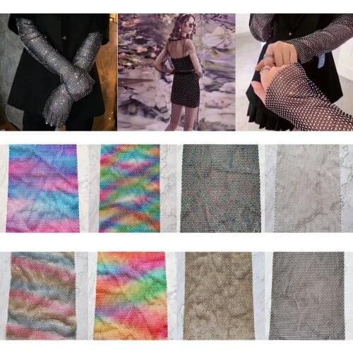 1Yard Rhinestone Mesh Garment Accessories Sew on Rhinestone Trim Mesh Fashion 53x54 Mesh A498