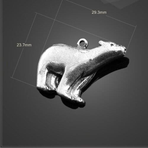 High quality 10 PCS/Lot 29.3mm*23.7mm antique silver plated animal white bear charm polar bears charms
