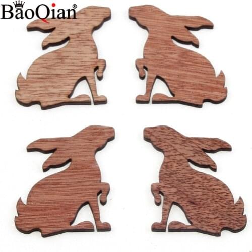 12Pcs 49x40mm Wooden Rabbit Veneers Slices For DIY Festival Home Crafting Decoration Embellishment Hanging Ornaments