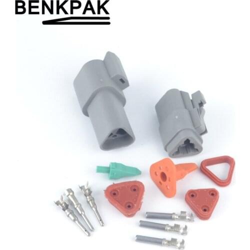 3 Pin Waterproof Electrical Wire Connector Plug Deutsch Style Enhanced Seal Shrink Boot Adapter DT06-3S DT04-3P