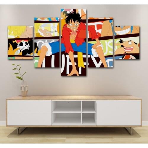 5 pcs print posters one piece Janpanese anime posters wall art pieces 5pcs painting canvas painting for living room CU-881