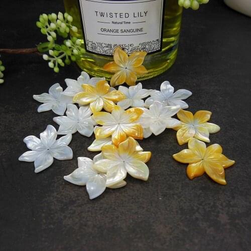 5pc Daffodil Flower Shell Beads Accessories For Jewelry Making Carved Pearl Shell Loose Bead DIY Findings 28mm DYL0114