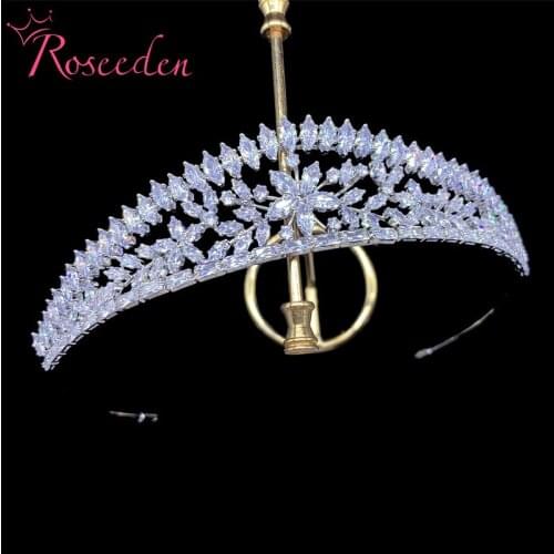 Zirconia Vintage Lady Bridal Party Tiara Wedding Hair Jewelry CZ Floral Tiaras And Crown RE4334
