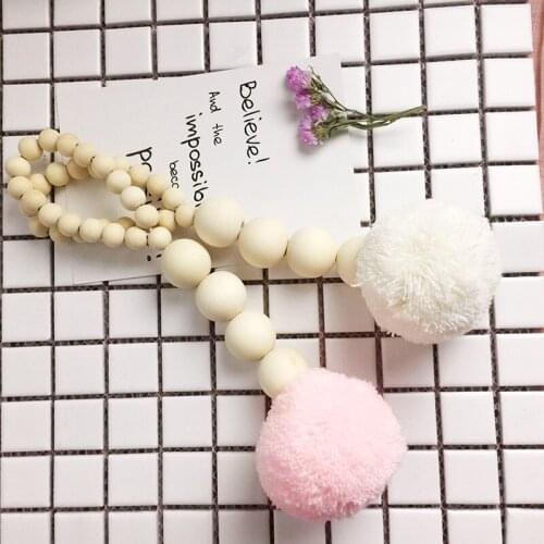 Wooden Beads Tassel Ball Garland Wall Hanging Ornament INS Nordic Style Kids Room Decorations Nursery Baby Tent Photography Prop