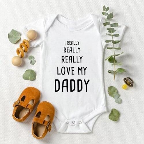 Cute I Really Really Love My Daddy Newborn Baby Boys Girls Romper Cotton Short Sleeve Jumpsuit Infant Clothes Pajama Outfits