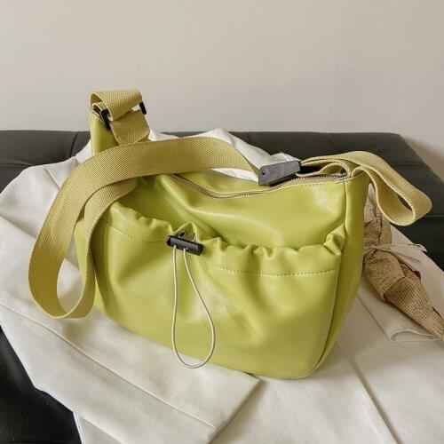 Drawstring Designer Small PU Leather Shoulder Crossbody Bags for Women 2021 Summer Trends Handbags and Purses Female Green