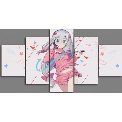 Home Decoration Wall Art Prints 5 Panel Pictures Modular Eromanga Sensei Poster Anime Painting Cuadros On Canvas For Living Room