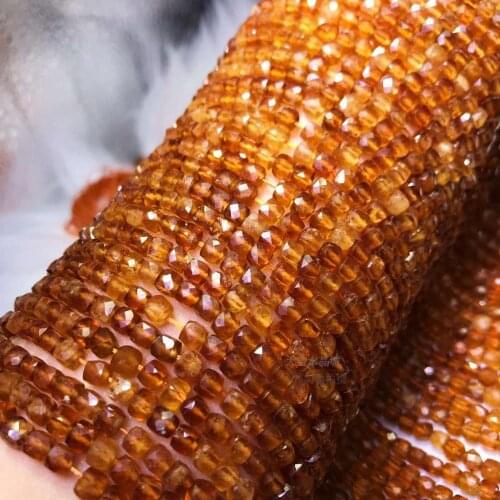GARNET ORANGE RED square faceted 4mm for DIY jewelry making loose beads FPPJ wholesale beads nature gemstone
