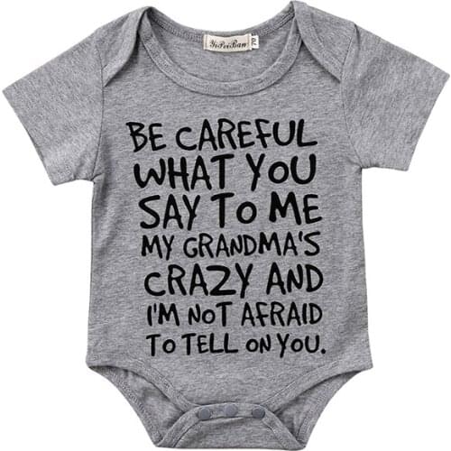 0-24M Casual Newborn Baby Boy Girl Short Sleeve Letter Print Cotton Romper Jumpsuit Outfits Baby Clothes