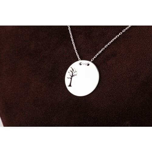 UM US JEWELRY Rhodium Plated Life Tree Pattern 925 Sterling Silver Necklace