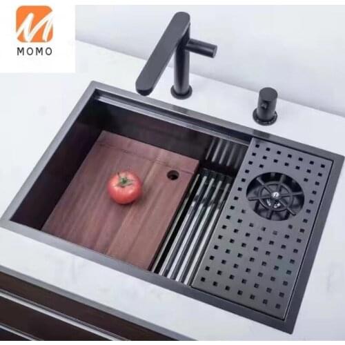 New cup washer sink kitchen sinks handmade custom 304 stainless steel with hot and cold water faucet water purification filter