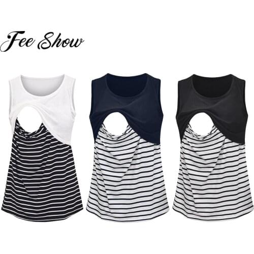 Summer Plus Size Womens Pregnancy Shirt Maternity Sleeveless Double Layered Nursing Vest Tops T-shirt For Breastfeeding Tees