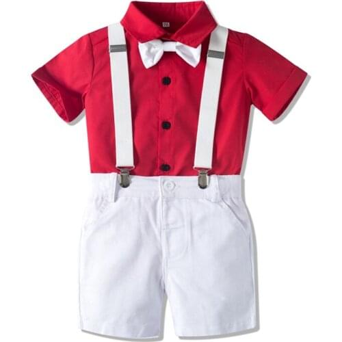 Gentleman Kids Boy Summer Clothes Party New Year T-Shirt+Belt Pant Baby Boys Clothing Fashion Cute Infant Boy Outfits Costume